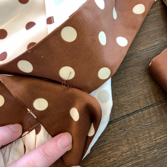 ASOS Y.A.S one shoulder mini dress in chocolate polka dot Size Small - Picture 8 of 12